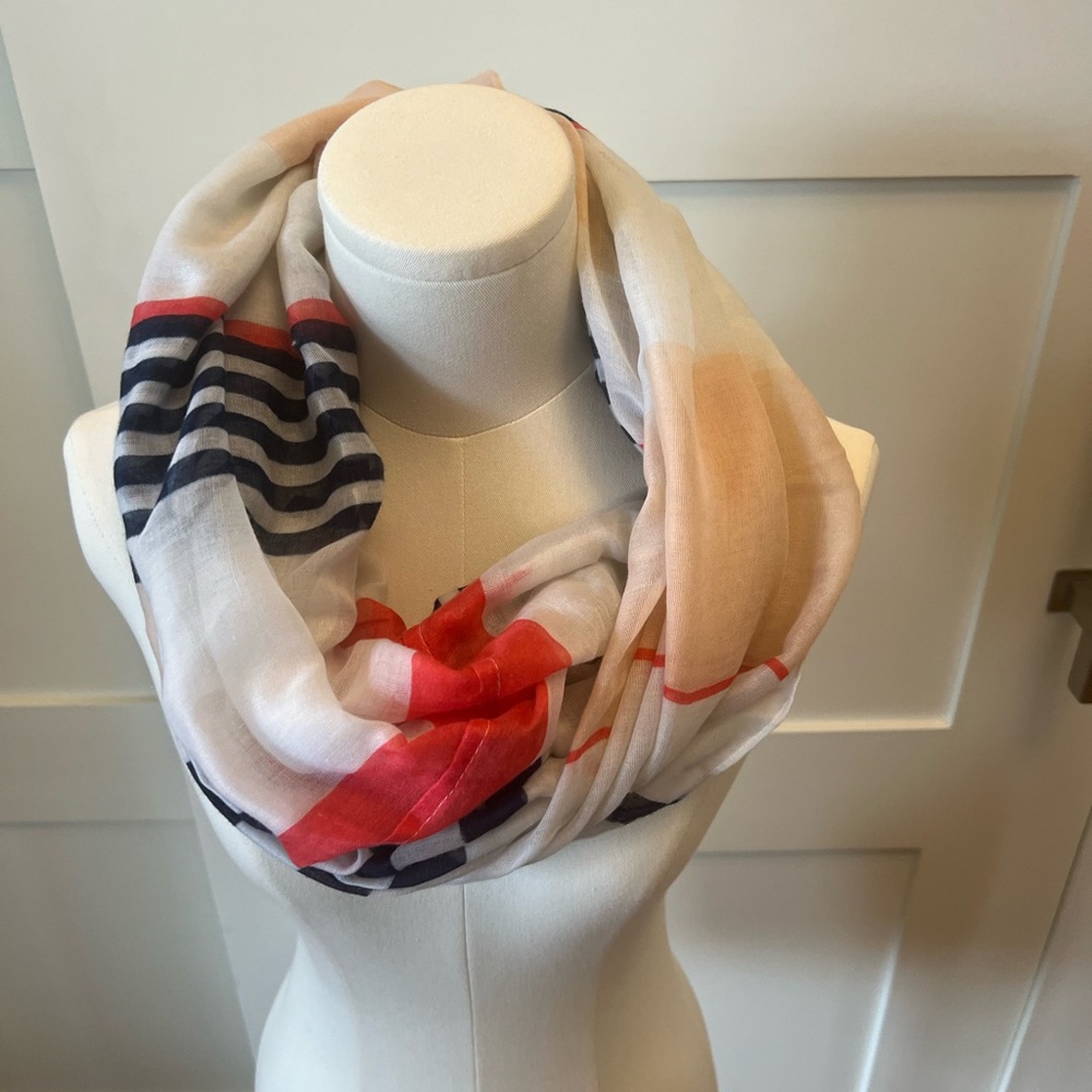 West Loop Red and Navy Striped Scarf - Picture 3 of 4